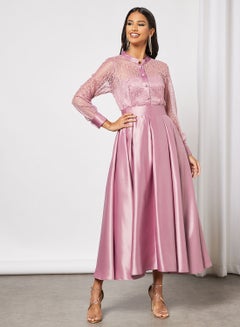 Buy Long Sleeved Lace Bodice Dress in Saudi Arabia