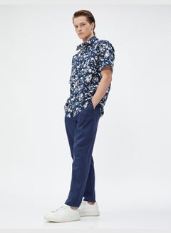 Buy Linen Blend Trousers Drawstring Pocket Detailed in UAE
