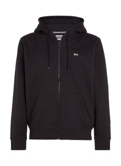 Buy Men's Organic Cotton Fleece Zip-Thru Hoody Sweatshirt, Black in UAE