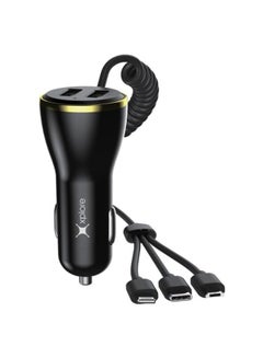 Buy Dual USB Car Charger with 3 In 1 Cable in UAE