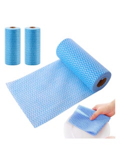 Buy 3 Rolls Disposable Cleaning Towels Dish Towels and Dish Cleaning Cloths Reusable Towels Handy Cleaning Wipes Kitchen Cloth All Purpose Dish Cloths Non Woven Blue Cloths Wash Free in Saudi Arabia