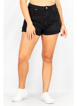 Buy Women Washed Denim Short, Black in UAE