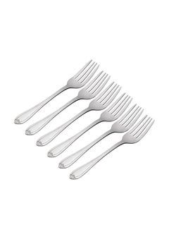 Buy 6-Piece Stainless Steel Dessert Fork Set 19CM Silver in Saudi Arabia