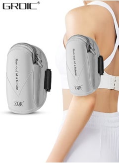 Buy Grey Armband with Zipper, Waterproof Reflective Fabric, Adjustable Armband, Suitable for Mobile Phones Within 6.5 inches, Suitable for Running, Cycling, Hiking, Sports in UAE