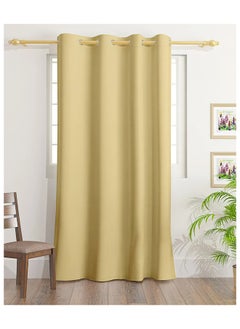 اشتري Solid Dyed Blackout Curtains With Groomets - Polyester-Single Window Curtain- Sound, Sunlight And Heat Insulation- 260X140Cm -  Camel في الامارات