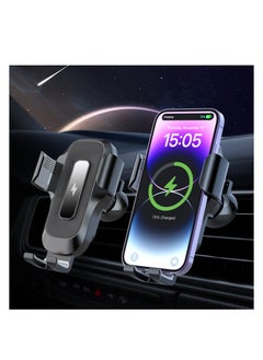 Buy Wireless Car Charger, 15W Fast Charging Auto Clamping Car Phone Holder Wireless Charger, Air Vent Car Mount with Electric Sensor, Fit for iPhone15/14/13/12 Pro Max, Samsung Galaxy S23/S22/S21, etc in UAE