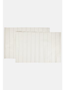 Buy 2 Piece Stripe Waterproof Placemats 32 H x 48 L cm, Off White/Light Grey in Saudi Arabia