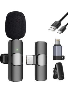 Buy K8 Wireless Lavalier Microphone Type-C Plug Play, Clip on, Shirt Lapel Mini Mic for TikTok, YouTube,Facebook Live Stream Vlog Video Recording - Black in Egypt