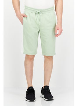 اشتري Men Brand Logo Basic Short, Sage Green/White في الامارات