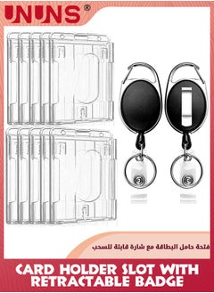 Buy ID Badge Holder With Clip,10 Pack Hard Plastic Retractable Badge Holder,Clear ID Card Holders With Easy Access Thumb Slot And Chain Holes,For Credit Cards, Driver's Licenses-Vertical in Saudi Arabia