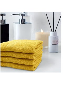 اشتري Daffodil (Yellow) Premium Face Towel (30x30 Cm-Set of 24) 100% Cotton, Highly Absorbent and Quick dry, Hotel and Spa Quality Bath linen with Stripe Diamond Dobby-500 Gsm في الامارات