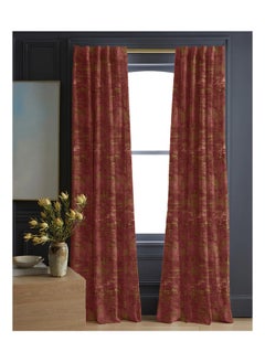 اشتري Printed Curtains Semi Leather 1Piece-Red-140x280 cm في مصر