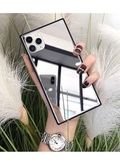 Buy Square for iPhone 12/12 Pro Mirror Case, Luxury Glass Glossy Mirror Shockproof Smooth Hard Case with Soft Silicone Bumper TPU Frame Compatible with iPhone 12/12 Pro 6.1 inch in UAE