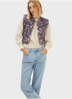 Buy Floral Print Quilted Vest Coat in UAE