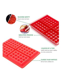 Buy Waffle silicone mold 7x10 inches- red in Egypt