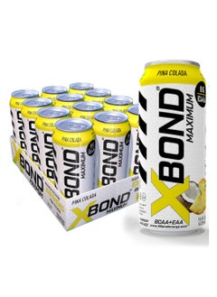 Buy X-BOND Maximum Recovery Expanded - BCAA + EAA Electrolyte Drink - 16 fl oz (473 ml) - 8g BCAA/EAA, 0g Sugar, 34 Calories, 60mg Caffeine (Full Box 12 Cans, Pina Colada) in UAE