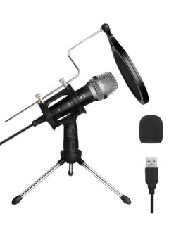 Buy USB Metal Microphone Kit with Tripod Stand and Windscreen Foam  And Pop Filter – Gaming Live Streaming Desktop for Skype Chatting, YouTube, Voice Overs in Egypt