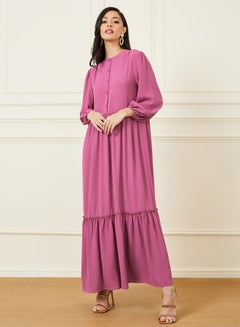 Buy Solid Volume Sleeve A-Line Maxi Dress in Saudi Arabia