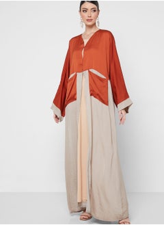 Buy Color Block Pocket Detail Abaya in UAE