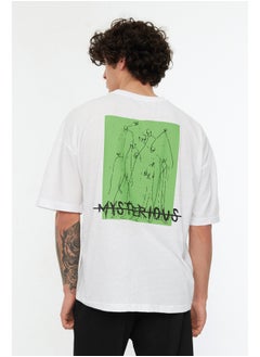 اشتري White Men's Oversize  Back Printed T-Shirt في مصر