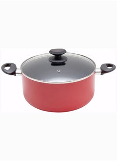 Buy Betty Crocker Non-Stick Casserole & Glass Lid 28Cm Red in Saudi Arabia