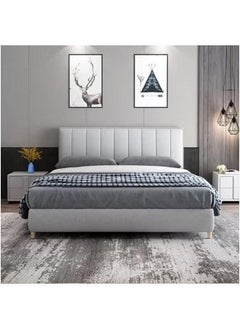 Buy Wooden Twist Majesty Modernize Velvet Upholstery Bed for Luxury Bedroom (King Size) in UAE