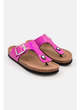 Buy Women Slip On Cork Slipper, Metallic Fuschia in Saudi Arabia