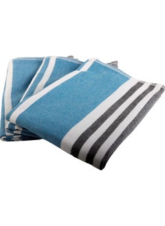 Buy Multi-Purpose Towel Set Of 3 Pcs 50 x 70 cm Light Blue Stripes, 100% cotton in Egypt