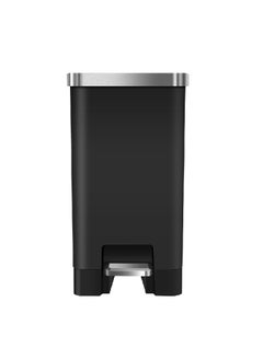 Buy Hana Elegant and Modern Design Slim Step Bin Black and Silver 10 Liter EK6377-10L-BL in Saudi Arabia