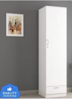 اشتري 1 Door Wooden Wardrobe Cabinet Cupboard With Drawer Lock Keys White في الامارات