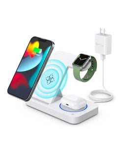 Buy 3-in-1 Folding Wireless Charger Station – Fast Charging Stand for Smartphone, Apple Watch, and AirPods in UAE