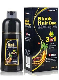 Buy 3 In One Permanent Black Hair Dye Shampoo 500ml in UAE