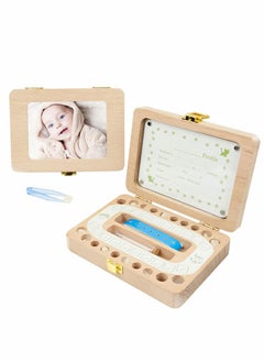 Buy Tooth Box, Personality Wooden Kids Keepsake Organizer for Baby Teeth and Hair Photo, Shower & Birthday Gift, Storage Memory in UAE