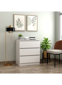 Buy Wooden 3 Chest Of Drawers White 75x69x45cm in UAE