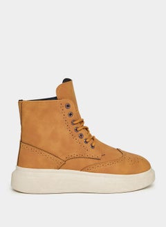 Buy Lace Up High Top Flat Sole Boots in Saudi Arabia