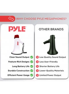 Buy Pyle Megaphone Bullhorn Speaker - 40W, 1000 Yard Range, Built-In Siren And Microphone, Rechargeable Battery, Portable And Lightweight For Cheerleading, Football, Safety Drills, And More in UAE