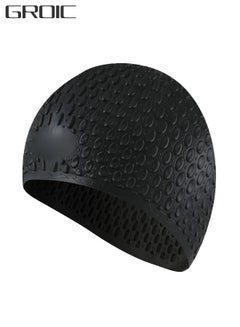 Buy Unisex Adult Shower Swim Cap Hat Durable Lightweight  Silicone Fit for Short Braids Dreadlocks Extensions Weaves Long Hair Easy to Wear - Black in UAE