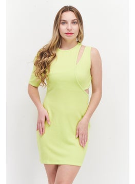 Buy Women Textured Mini Dress, Lime in Saudi Arabia