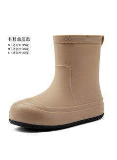 Buy Fashion Womens rain boots waterproof non-slip cotton warm rain boots thick bottom wear-resistant rubber shoes for shoppingKhaki Khaki in UAE