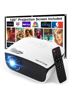 Buy Outdoor Projector, Mini Projector with 100" Screen, 1080P and 240" Supported Movie Projector 7500 L Portable Home Video Projector Compatible with Smartphone/TV Stick/PS5/PC/Laptop in UAE