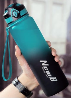 اشتري Tycom Water Bottle 1L Tritan Leak-Proof Drink Bottle, Gym Bottle with Protein Shaker, Flip Top Lid & Removable Strainer Sport Bottle for Fitness Cycling, Gym Camping Sports （Blue Black） في الامارات