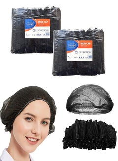اشتري Disposable Shower Caps Non Woven Mob Hair Net 19 Inch Black Pack of 200 Pcs في الامارات