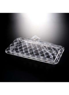 Buy Acrylic Rectangular Serving Set 60 cm White Design in UAE