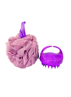 Buy Scalp Massager, Shampoo Brush soft Silicone Bristles and Bath Loofah Sponge Scrubber Exfoliator, Unisex Body & Scalp Washing Scrubber for all Hair Types PURPLE in UAE