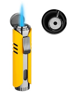 اشتري Torch Lighter Windproof Butane Jet Lighter, Adjustable Single Flame Refillbale Fuel Lighter (Butane Not Included), with Gift Package Box في الامارات