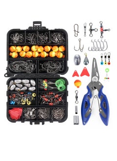 اشتري 263PCS Fishing Lures Kit with Tackle Box Plier Hooks Weights and Swivels for Freshwater and Saltwater Fishing في الامارات