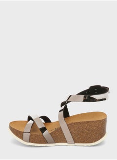 Buy Asteria Strappy Mid Heel Wedges in UAE