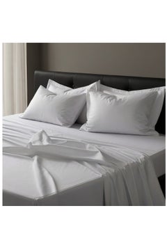 Buy Luxury 160x200 Queen Size100% Natural Long Staple Cotton 300TC Bedding Set, 1pc Fitted Sheet, 1pc Flat Sheet, 2pcs Pillowcases, Soft and Better Breathing in UAE