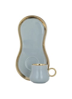 Buy A Set Of Gilded Gray Ceramic Coffee Cups And Saucers, 12 Pieces in Saudi Arabia