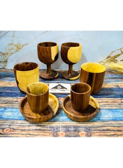 Buy A set consisting of 6 pieces, two cups + two mugs + two healthy cups, 100% natural colors, from Egypt Antiques in Egypt